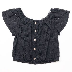 NOBO No Boundaries black lace button down top